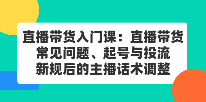 直播带货入门课：直播带货常见问题、起号与投流、新规后的主播话术调整-飞秋社