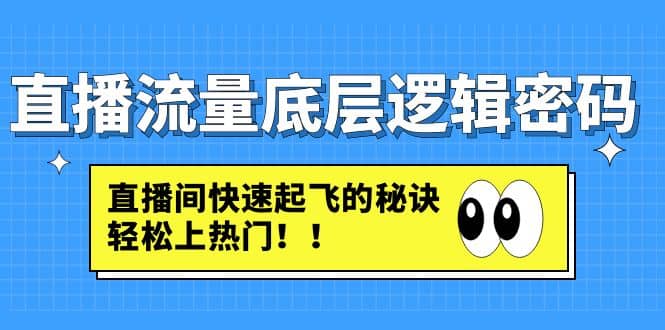 直播流量底层逻辑密码：直播间快速起飞的秘诀，轻松上热门-飞秋社