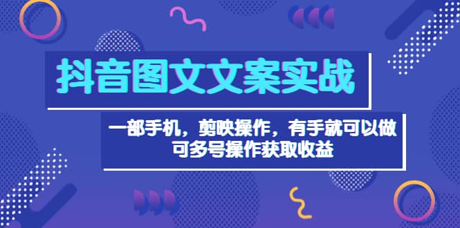 抖音图文毒文案实战：一部手机 剪映操作 有手就能做，单号日入几十 可多号-飞秋社