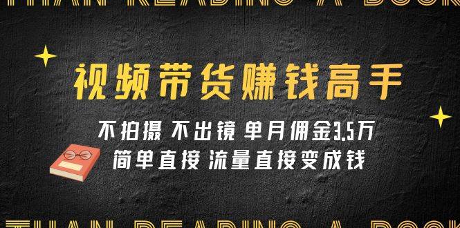 视频带货赚钱高手课程：不拍摄 不出镜 单月佣金3.5w 简单直接 流量直接变钱-飞秋社