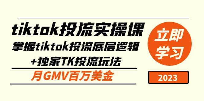 tiktok投流实操课：掌握tiktok投流底层逻辑+独家TK投流玩法-飞秋社