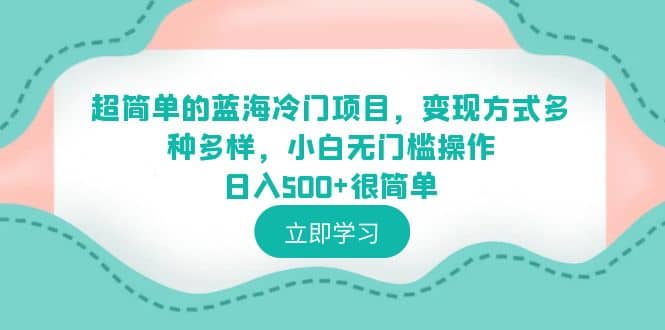 超简单的蓝海冷门项目，变现方式多种多样，小白无门槛操作日入500+很简单-飞秋社