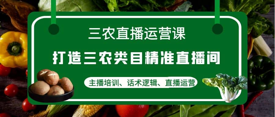 三农直播运营课：打造三农类目精准直播间，主播培训、话术逻辑、直播运营-飞秋社