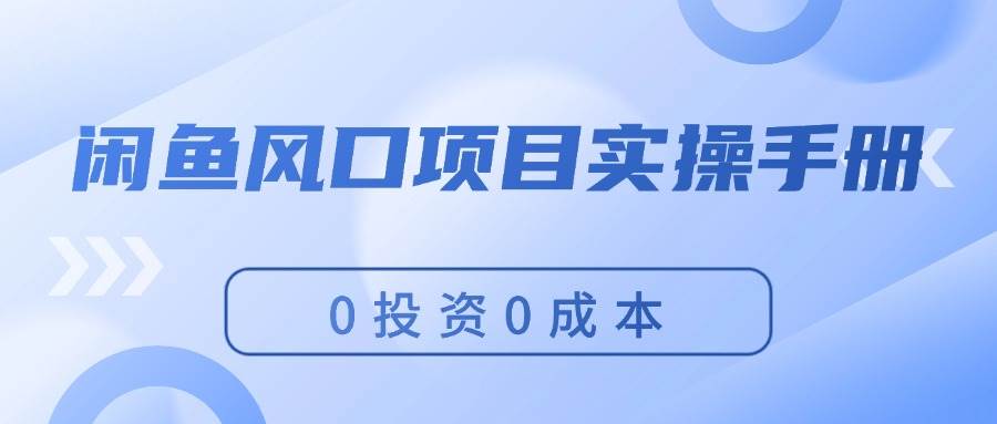 闲鱼风口项目实操手册，0投资0成本，让你做到，月入过万，新手可做-飞秋社