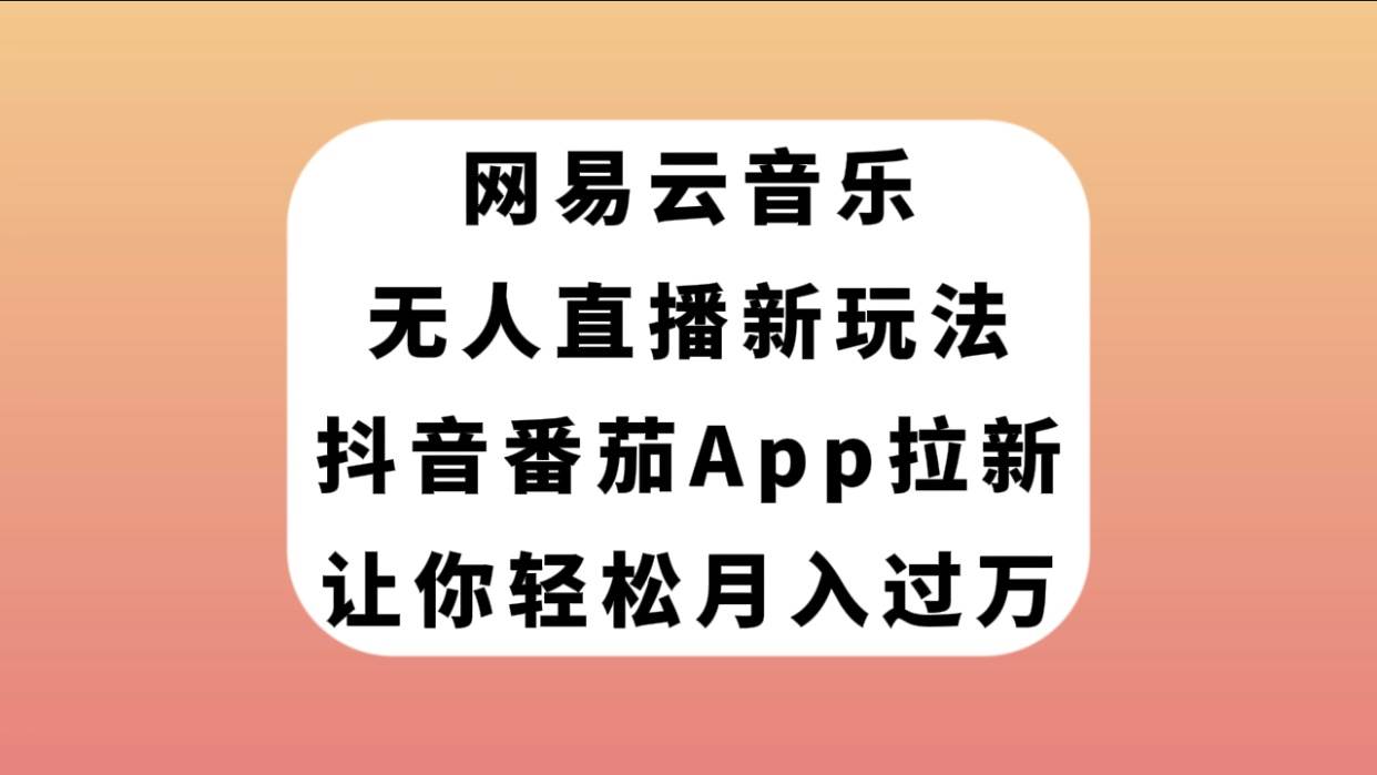 网易云音乐无人直播新玩法，抖音番茄APP拉新，让你轻松月入过万-飞秋社