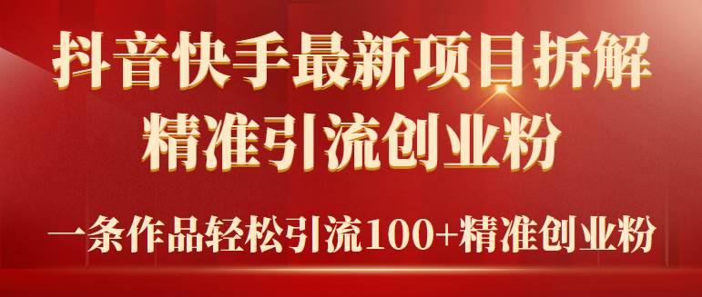 2024年抖音快手最新项目拆解视频引流创业粉，一天轻松引流精准创业粉100+-飞秋社