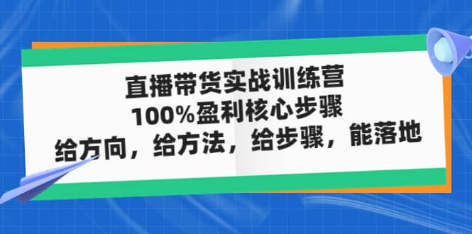 直播带货实战训练营：100%盈利核心步骤，给方向，给方法，给步骤，能落地-飞秋社