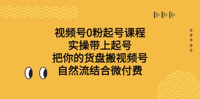 视频号0粉起号课程 实操带上起号 把你的货盘搬视频号 自然流结合微付费-飞秋社