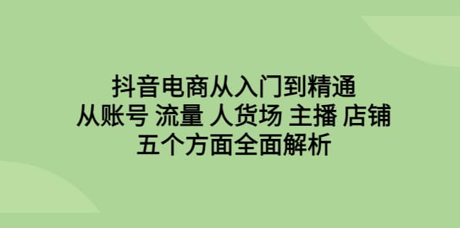 抖音电商从入门到精通，从账号 流量 人货场 主播 店铺五个方面全面解析-飞秋社