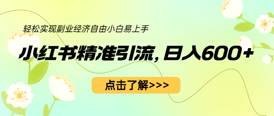 小红书精准引流，小白日入600+，轻松实现副业经济自由（教程+1153G资源）-飞秋社