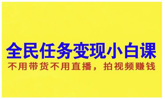 抖音全民任务变现小白课，不用带货不用直播，拍视频就能赚钱-飞秋社