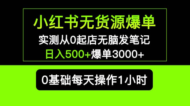 小红书无货源爆单 实测从0起店无脑发笔记爆单3000+长期项目可多店-飞秋社