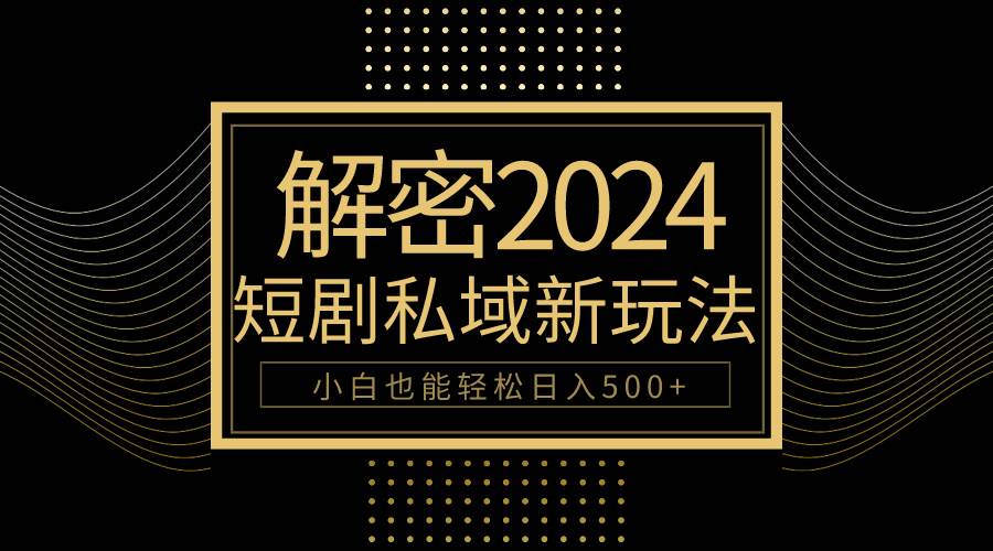 10分钟教会你2024玩转短剧私域变现，小白也能轻松日入500+-飞秋社