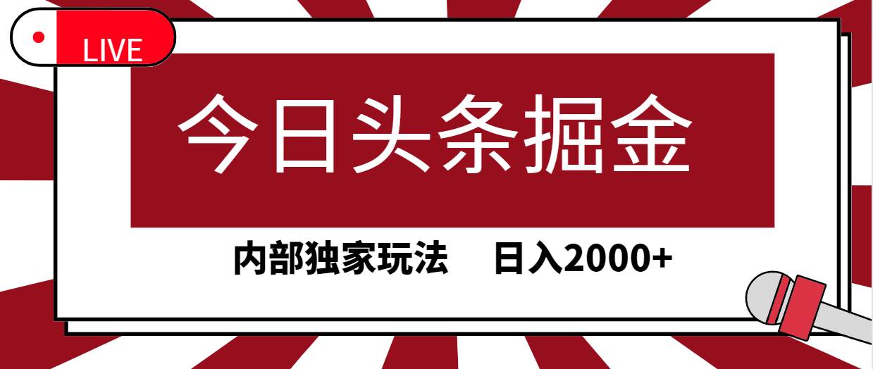 今日头条掘金，30秒一篇文章，内部独家玩法，日入2000+-飞秋社