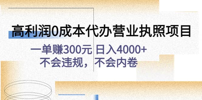 高利润0成本代办营业执照项目：不会违规，不会内卷-飞秋社