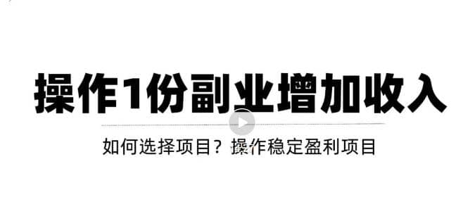 新手如何通过操作副业增加收入，从项目选择到玩法分享！【视频教程】-飞秋社