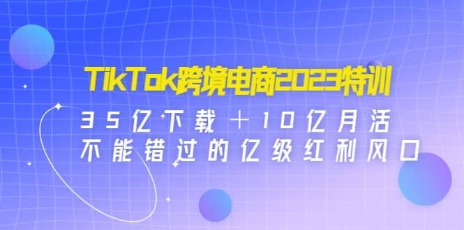 TikTok跨境电商2023特训：35亿下载＋10亿月活，不能错过的亿级红利风口-飞秋社