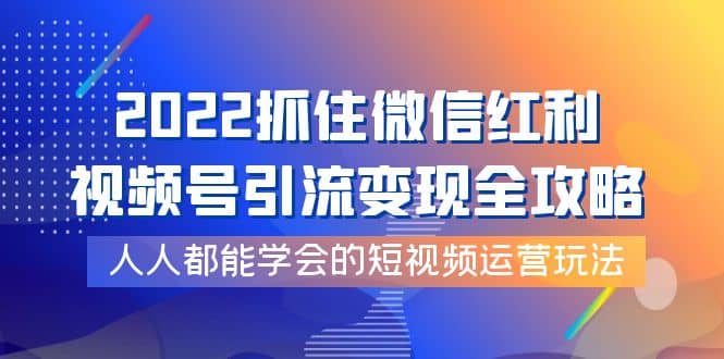 2022抓住微信红利，视频号引流变现全攻略，人人都能学会的短视频运营玩法-飞秋社