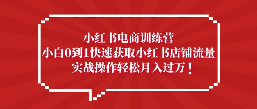 小红书电商训练营，小白0到1快速获取小红书店铺流量-飞秋社