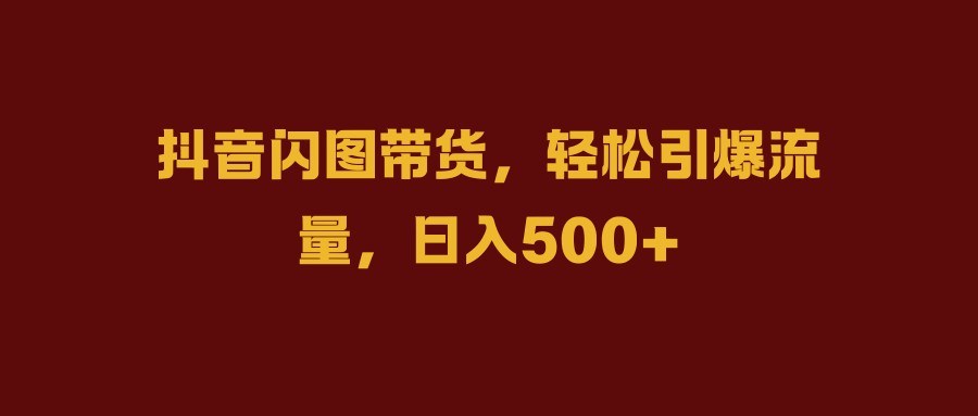 抖音闪图带货，轻松引爆流量，日入500+-飞秋社