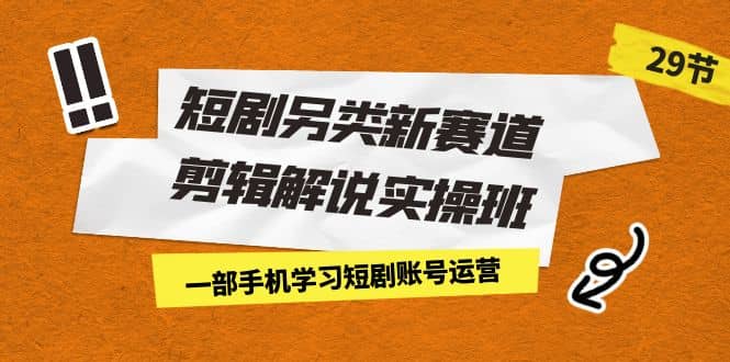 短剧另类新赛道剪辑解说实操班：一部手机学习短剧账号运营（29节 价值500）-飞秋社