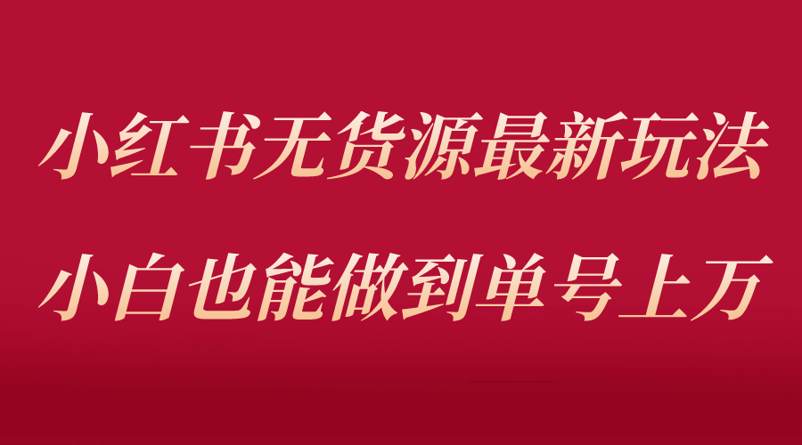 小红书无货源最新螺旋起号玩法，电商小白也能做到单号上万（收费3980）-飞秋社