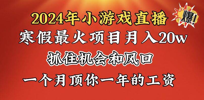 2024年寒假爆火项目，小游戏直播月入20w+，学会了之后你将翻身-飞秋社