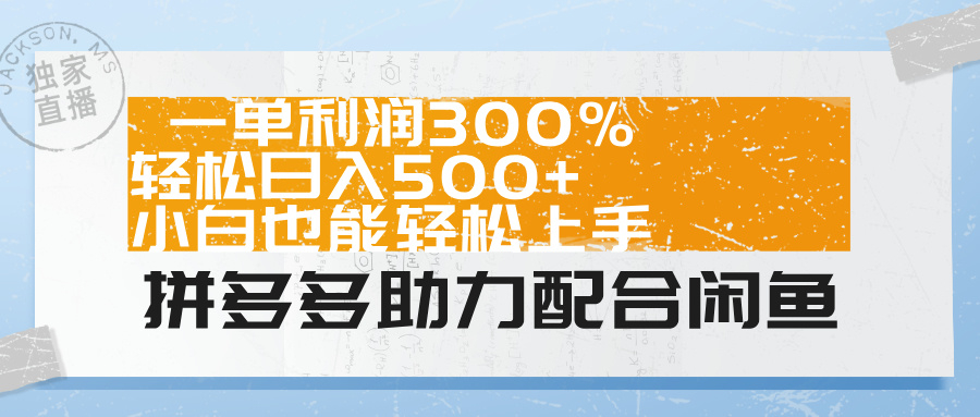 拼多多助力配合闲鱼 一单利润300% 轻松日入500+ 小白也能轻松上手！-飞秋社