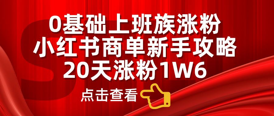 0基础上班族涨粉，小红书商单新手攻略，20天涨粉1.6w-飞秋社