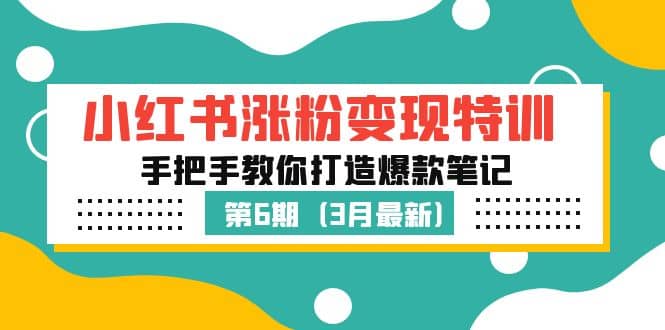 小红书涨粉变现特训·第6期，手把手教你打造爆款笔记（3月新课）-飞秋社