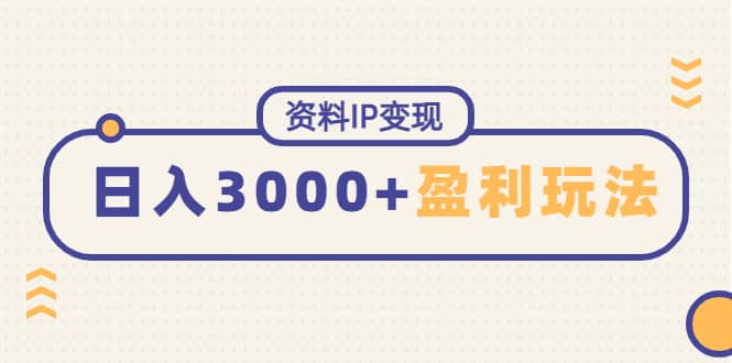 资料IP变现，持续性盈利玩法-飞秋社