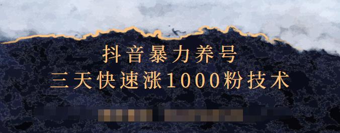 抖音暴力养号，三天快速涨1000粉技术【视频课程】-飞秋社