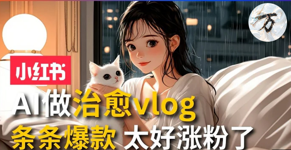 AI治愈系vlog动画视频，小红书7天 涨粉破千，商单报价1500+，0成本制作，日入2000+，有手就会 -飞秋社