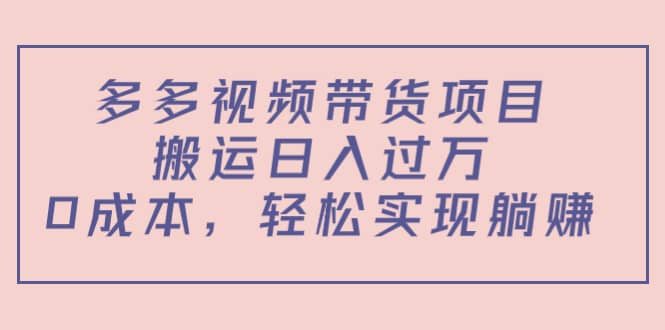 多多视频带货项目（教程+软件）-飞秋社