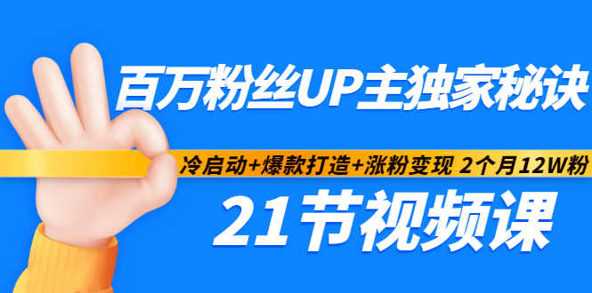 百万粉丝UP主独家秘诀：冷启动+爆款打造+涨粉变现2个月12W粉（21节视频课)-飞秋社