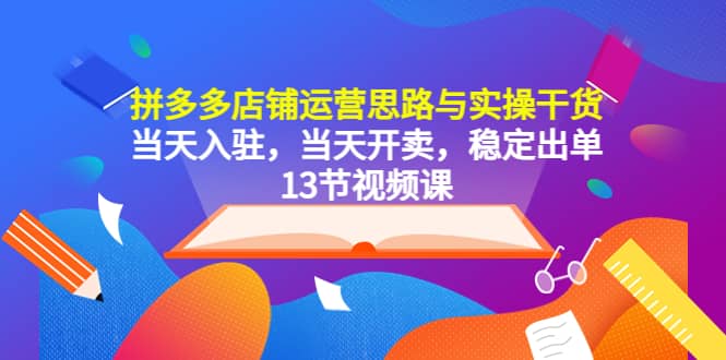 拼多多店铺运营思路与实操干货，当天入驻，当天开卖，稳定出单（13节课）-飞秋社