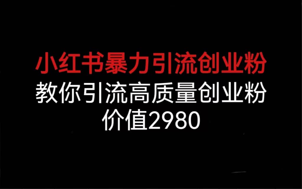 小红书暴力引流创业粉，教你引流高质量创业粉，价值2980-飞秋社