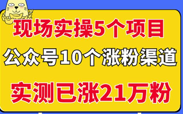 现场实操5个公众号项目，10个涨粉渠道，实测已涨21万粉！-飞秋社