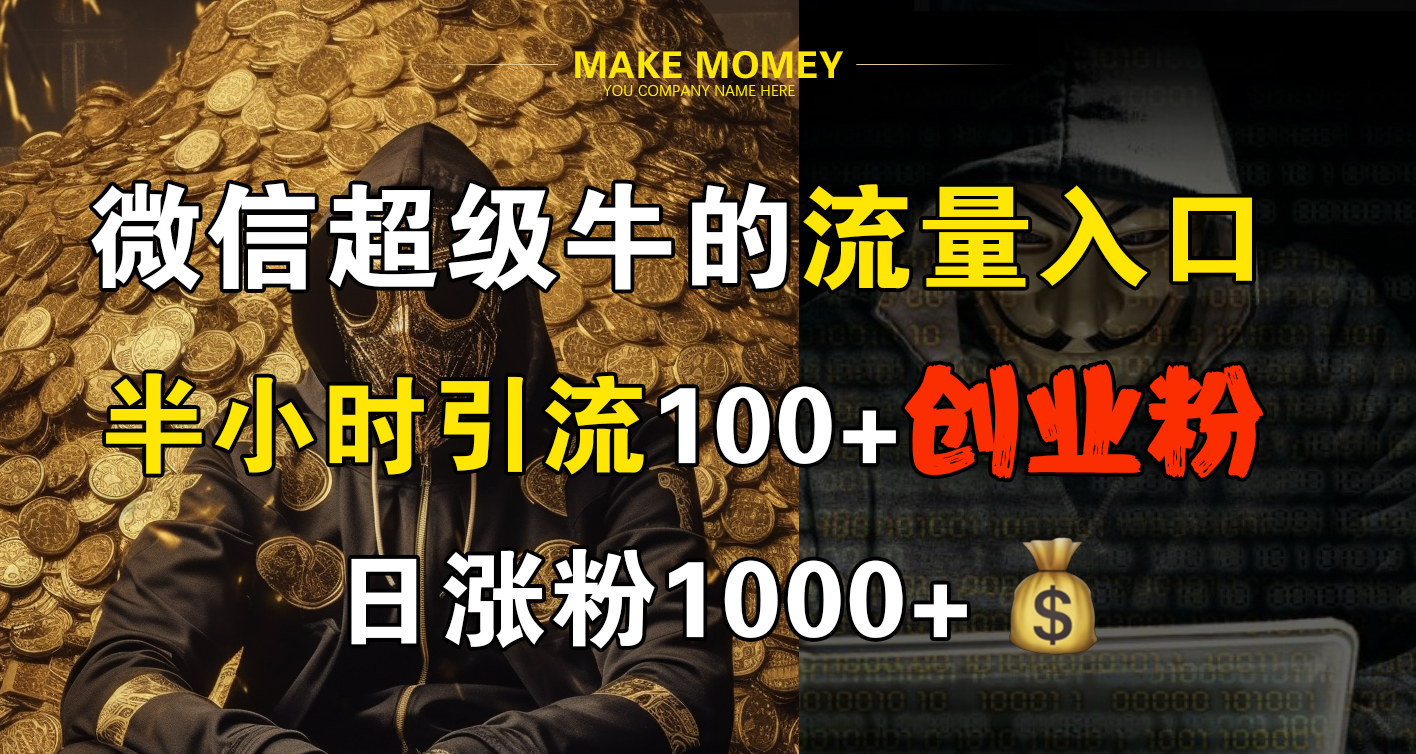 微信超级牛的流量入口，半小时引流100+创业粉，日涨粉1000+-飞秋社