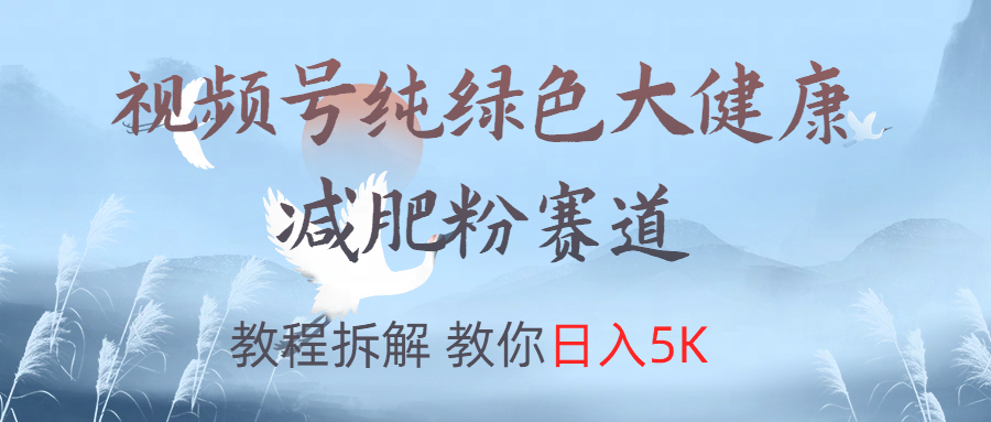 视频号纯绿色大健康粉赛道，教程拆解，教你日入5K-飞秋社