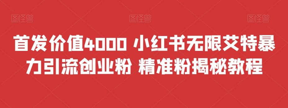 首发价值4000 小红书无限艾特暴力引流创业粉 精准粉揭秘教程-飞秋社