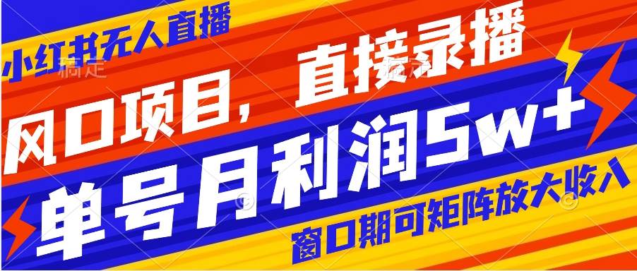 风口项目，小红书无人直播带货，直接录播，可矩阵，月入5w+-飞秋社