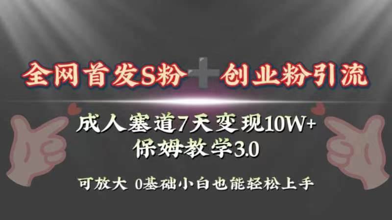 全网首发s粉加创业粉引流变现，成人用品赛道7天变现10w+保姆教学3.0-飞秋社