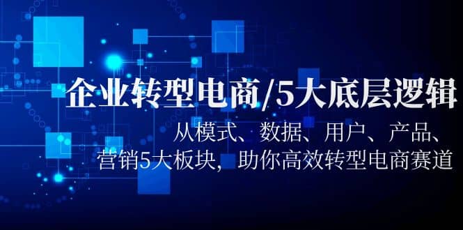 企业转型电商/5大底层逻辑，从模式 数据 用户 产品 营销5大板块，高效转型-飞秋社