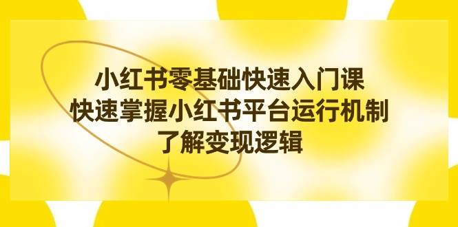 小红书0基础快速入门课，快速掌握小红书平台运行机制，了解变现逻辑-飞秋社