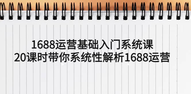 1688运营基础入门系统课，20课时带你系统性解析1688运营-飞秋社