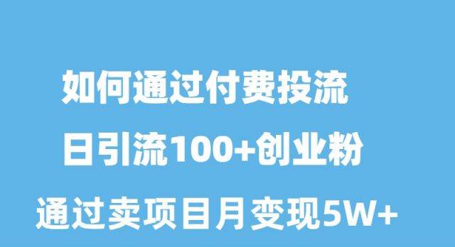 如何通过付费投流日引流100+创业粉月变现5W+-飞秋社