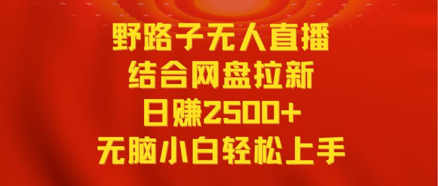 无人直播野路子结合网盘拉新，日赚2500+多平台变现，小白无脑轻松上手操作-飞秋社