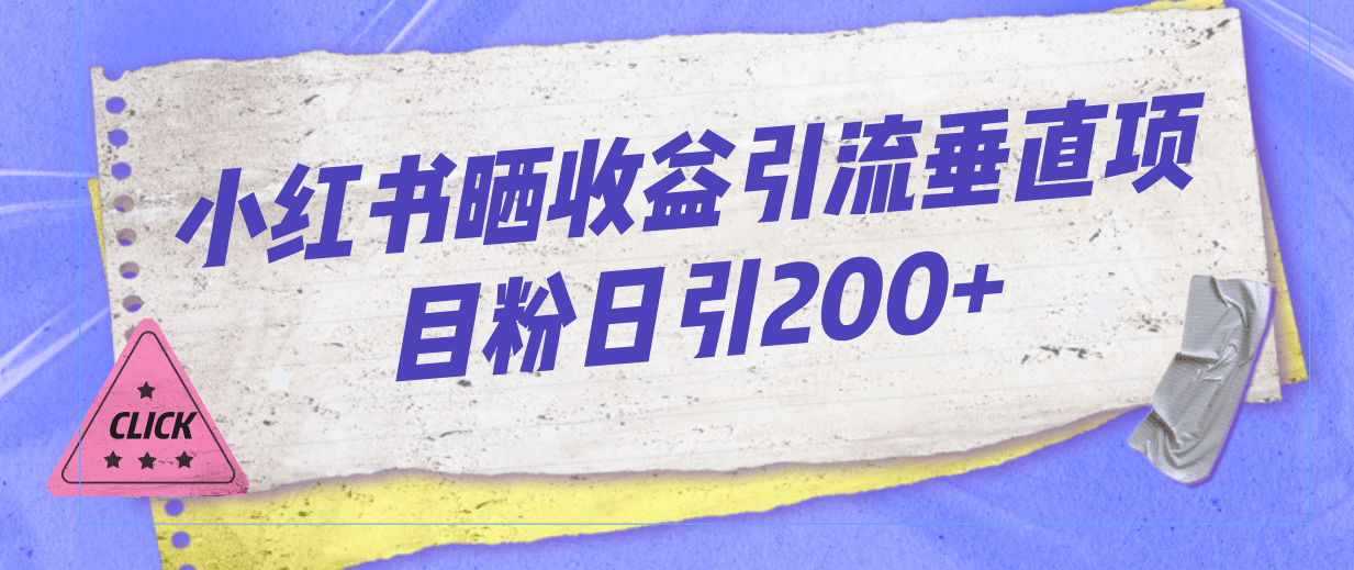 小红书晒收益图引流垂直项目粉日引200+-飞秋社