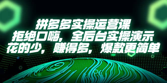 拼多多实操运营课：拒绝口嗨，全后台实操演示，花的少，赚得多，爆款更简单-飞秋社